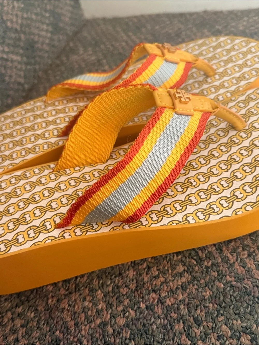 Tory Burch Yellow Platform Flip-Flop Sandals size 8